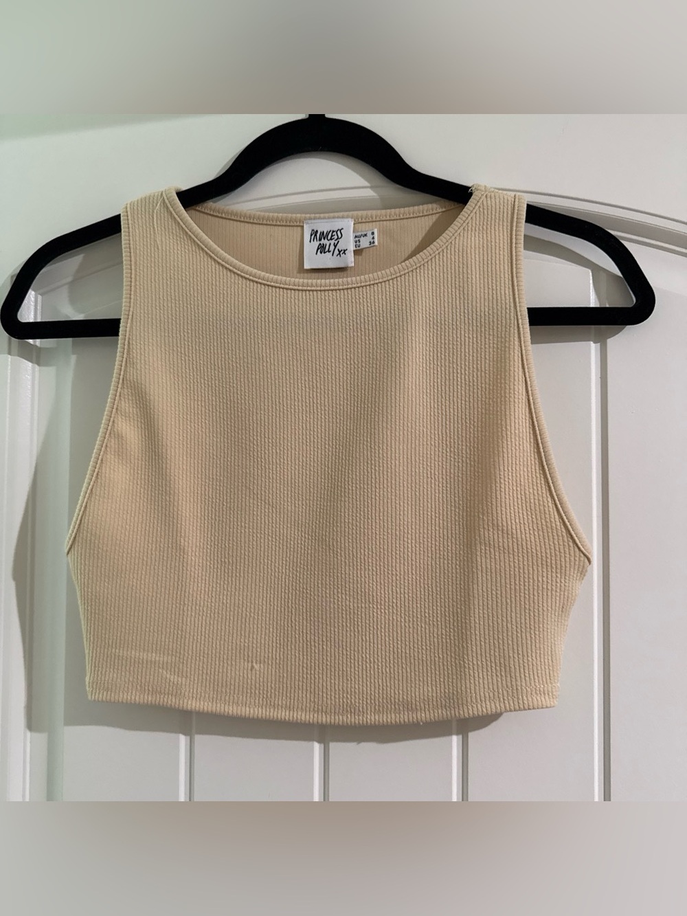 Princess Polly Beige Ribbed Crop Tank